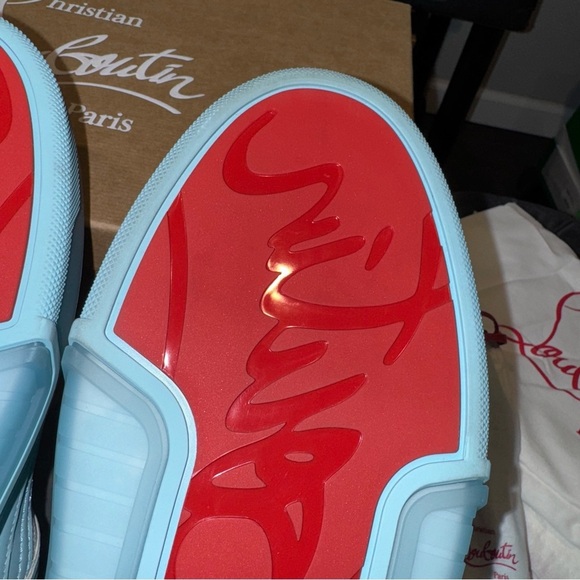 Size 43 Christian Louboutin Astroloubi Spiked Leather and Mesh Sneakers - Picture 9 of 12